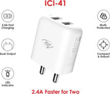 ITEL 2USB 2.4A FASTER CHARGING CHARGER KIT ICI-41